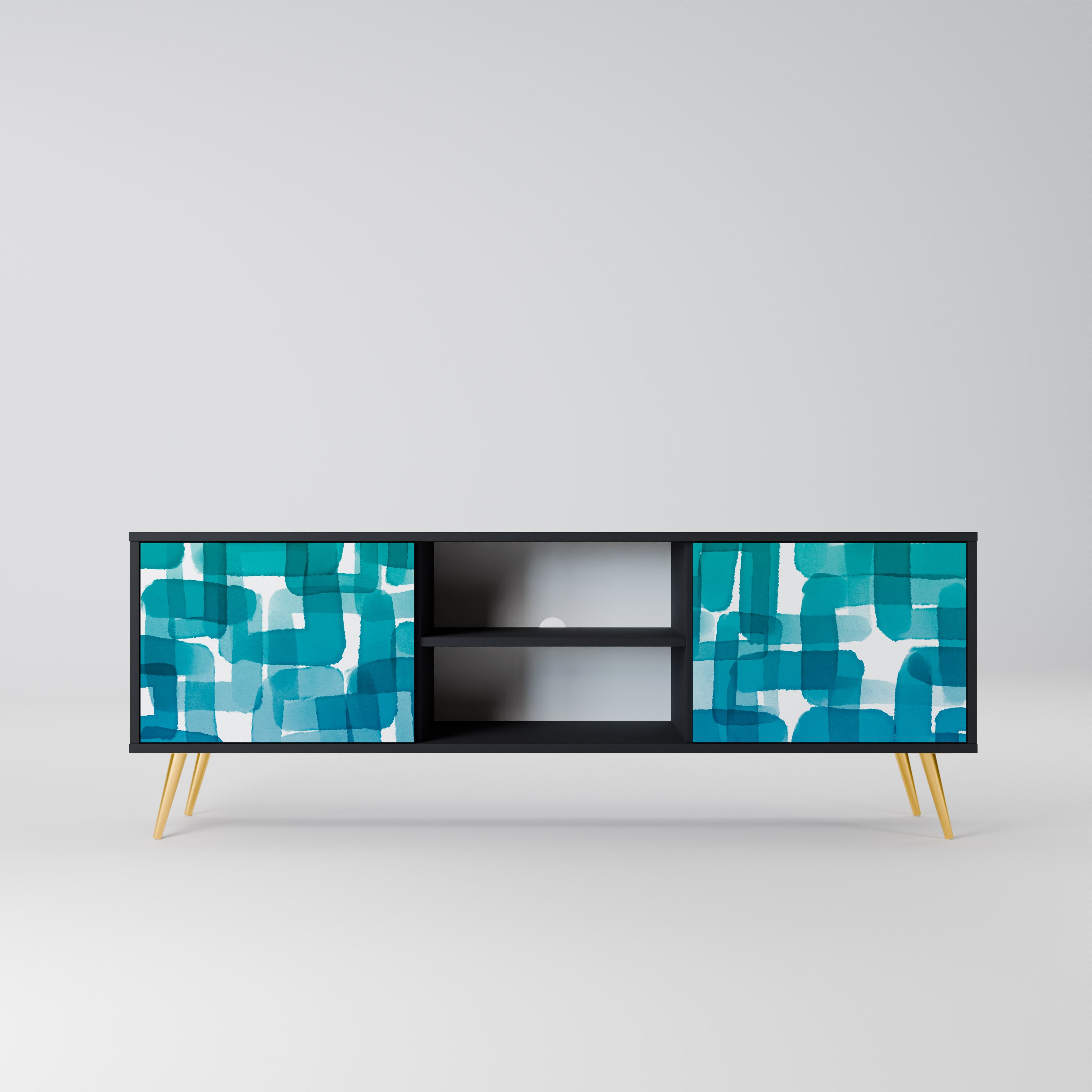TURKOS RECTANGLES 2-dörrars TV-bänk i svart finish