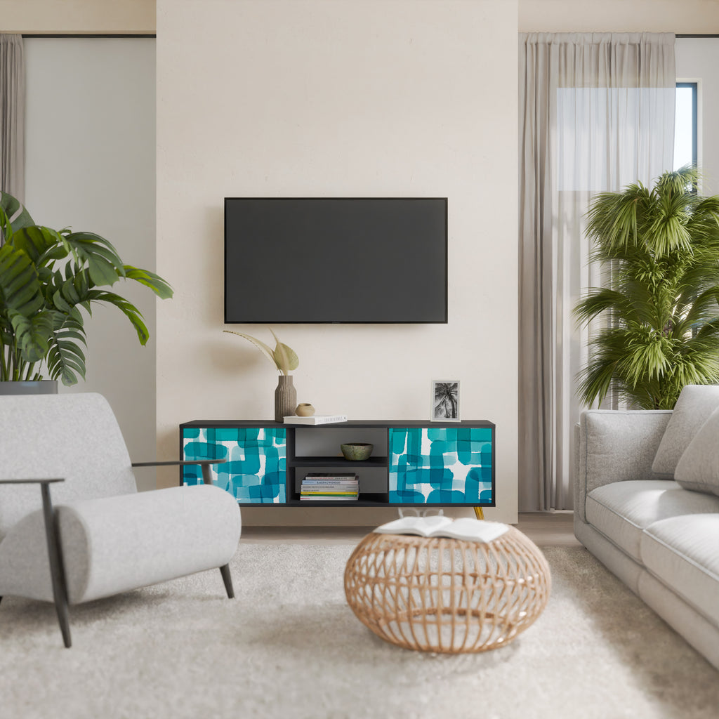 TURKOS RECTANGLES 2-dörrars TV-bänk i svart finish
