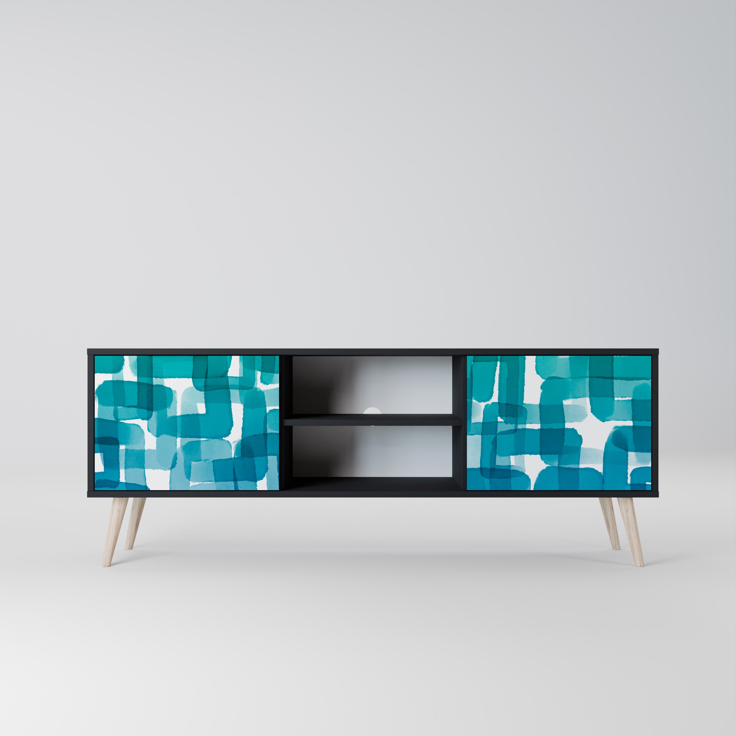 TURKOS RECTANGLES 2-dörrars TV-bänk i svart finish