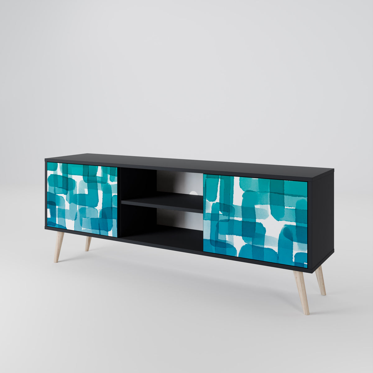 TURQUOISE RECTANGLES TV-bänk med två dörrar