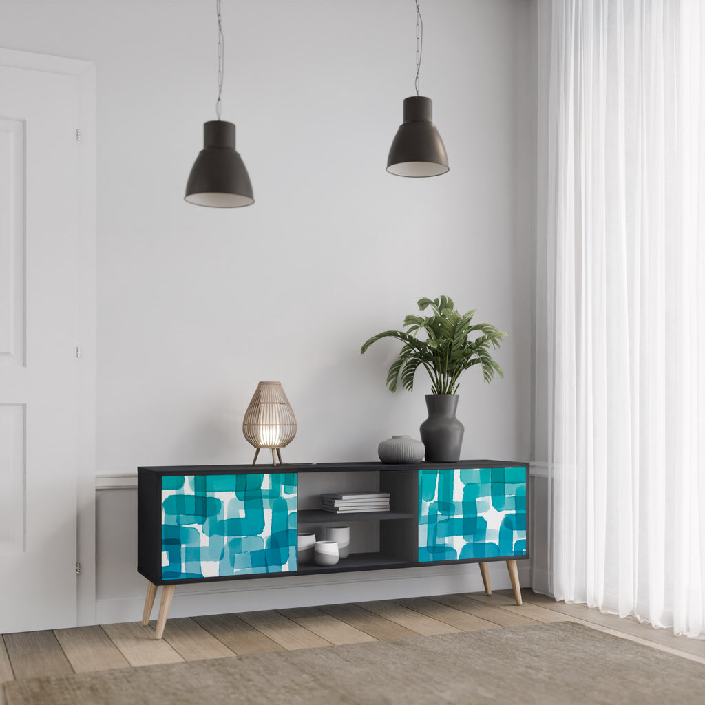 TURKOS RECTANGLES 2-dörrars TV-bänk i svart finish