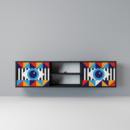 ABSTRAKTION OCH GEOMETRI 2-dörrars TV-bänk i svart finish