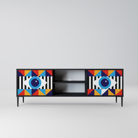 ABSTRACTION AND GEOMETRY 2-Door TV Stand in Black Finish