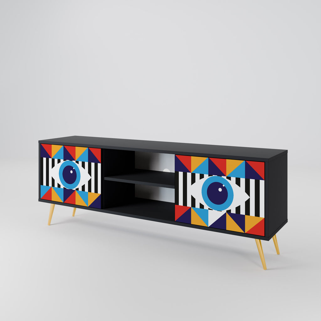 ABSTRAKTION OCH GEOMETRI 2-dörrars TV-bänk i svart finish