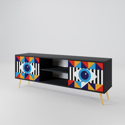 ABSTRAKTION OCH GEOMETRI 2-dörrars TV-bänk i svart finish