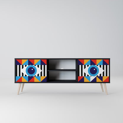 ABSTRAKTION OCH GEOMETRI 2-dörrars TV-bänk i svart finish