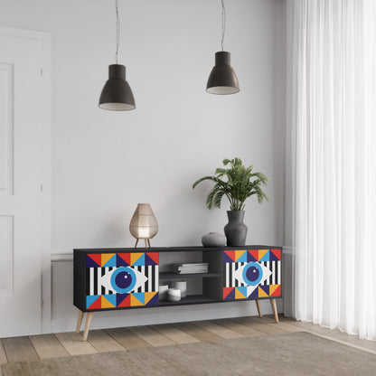 ABSTRAKTION OCH GEOMETRI 2-dörrars TV-bänk i svart finish