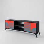 RISING GEOMETRY STARS 2-Door TV Stand in Black Finish