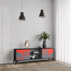 RISING GEOMETRY STARS 2-Door TV Stand in Black Finish