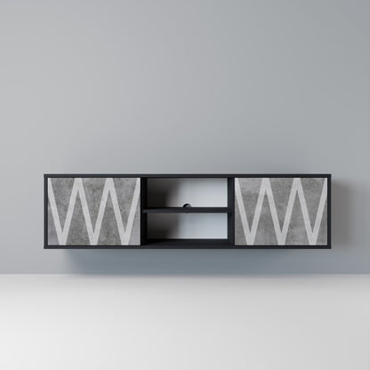 SOLID ZIG ZAG 2-dörrars TV-bänk i svart finish