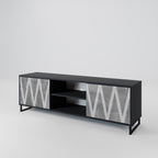 SOLID ZIG ZAG 2-Door TV Stand in Black Finish