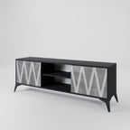 SOLID ZIG ZAG 2-Door TV Stand in Black Finish