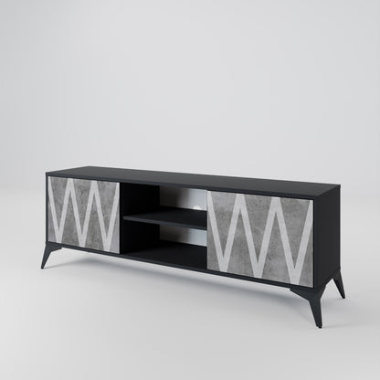 SOLID ZIG ZAG 2-dörrars TV-bänk i svart finish