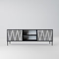 SOLID ZIG ZAG 2-Door TV Stand in Black Finish