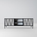 SOLID ZIG ZAG 2-Door TV Stand in Black Finish