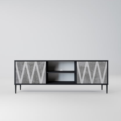 SOLID ZIG ZAG 2-dörrars TV-bänk i svart finish