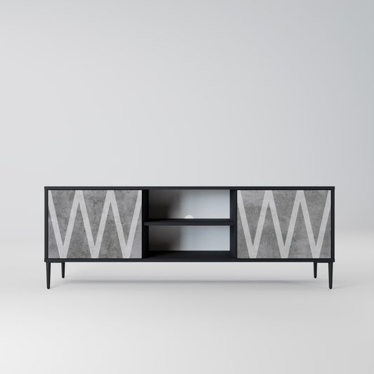 SOLID ZIG ZAG 2-dörrars TV-bänk i svart finish