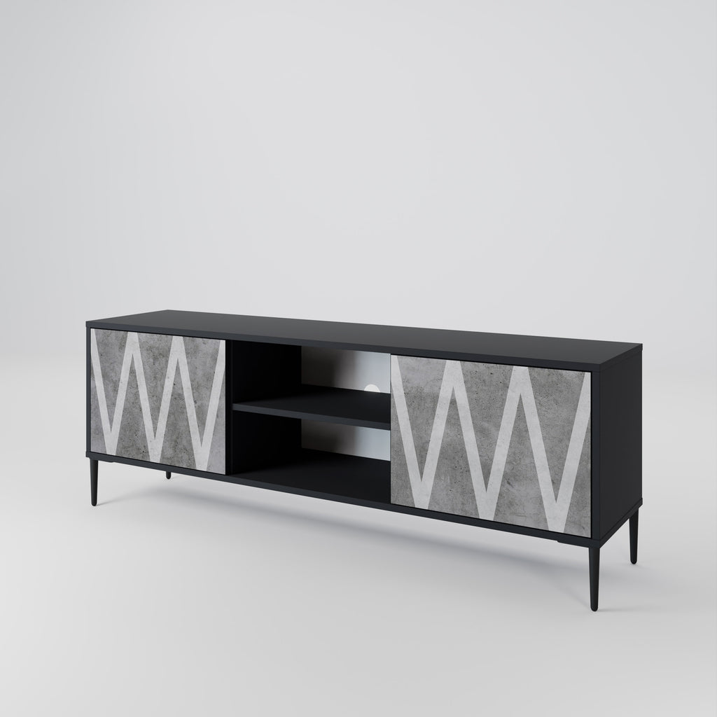 SOLID ZIG ZAG 2-dörrars TV-bänk i svart finish