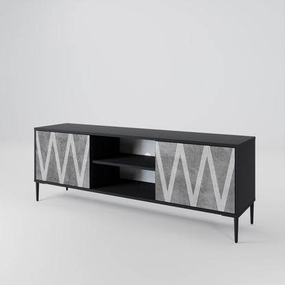 SOLID ZIG ZAG 2-dörrars TV-bänk i svart finish