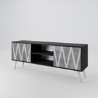 SOLID ZIG ZAG 2-Door TV Stand in Black Finish