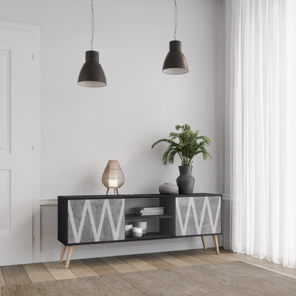 SOLID ZIG ZAG 2-dörrars TV-bänk i svart finish