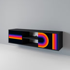 BLINDED BY THE LIGHTS 2-Door TV Stand in Black Finish