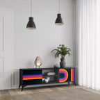 BLINDED BY THE LIGHTS 2-Door TV Stand in Black Finish