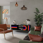 BLINDED BY THE LIGHTS 2-Door TV Stand in Black Finish