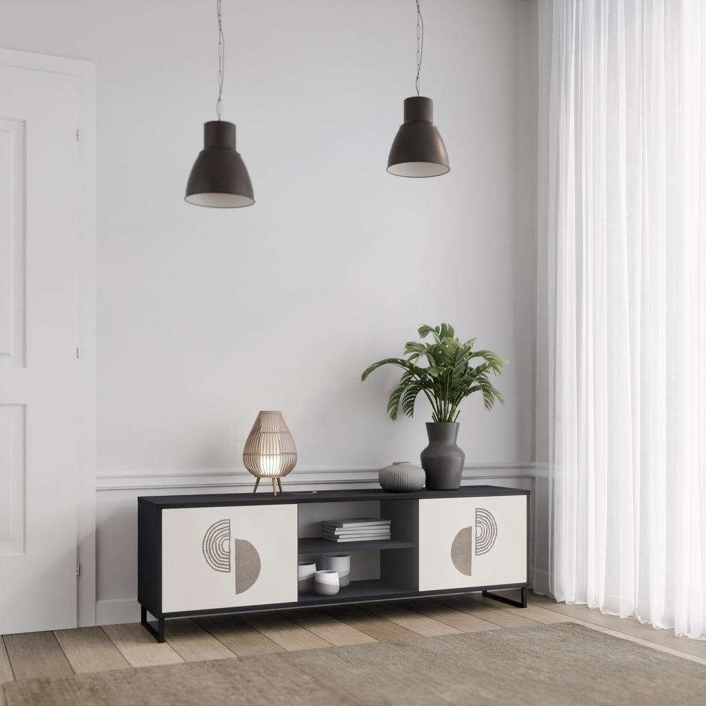 HARMONY ESSENCE 2-dörrars TV-bänk i svart finish
