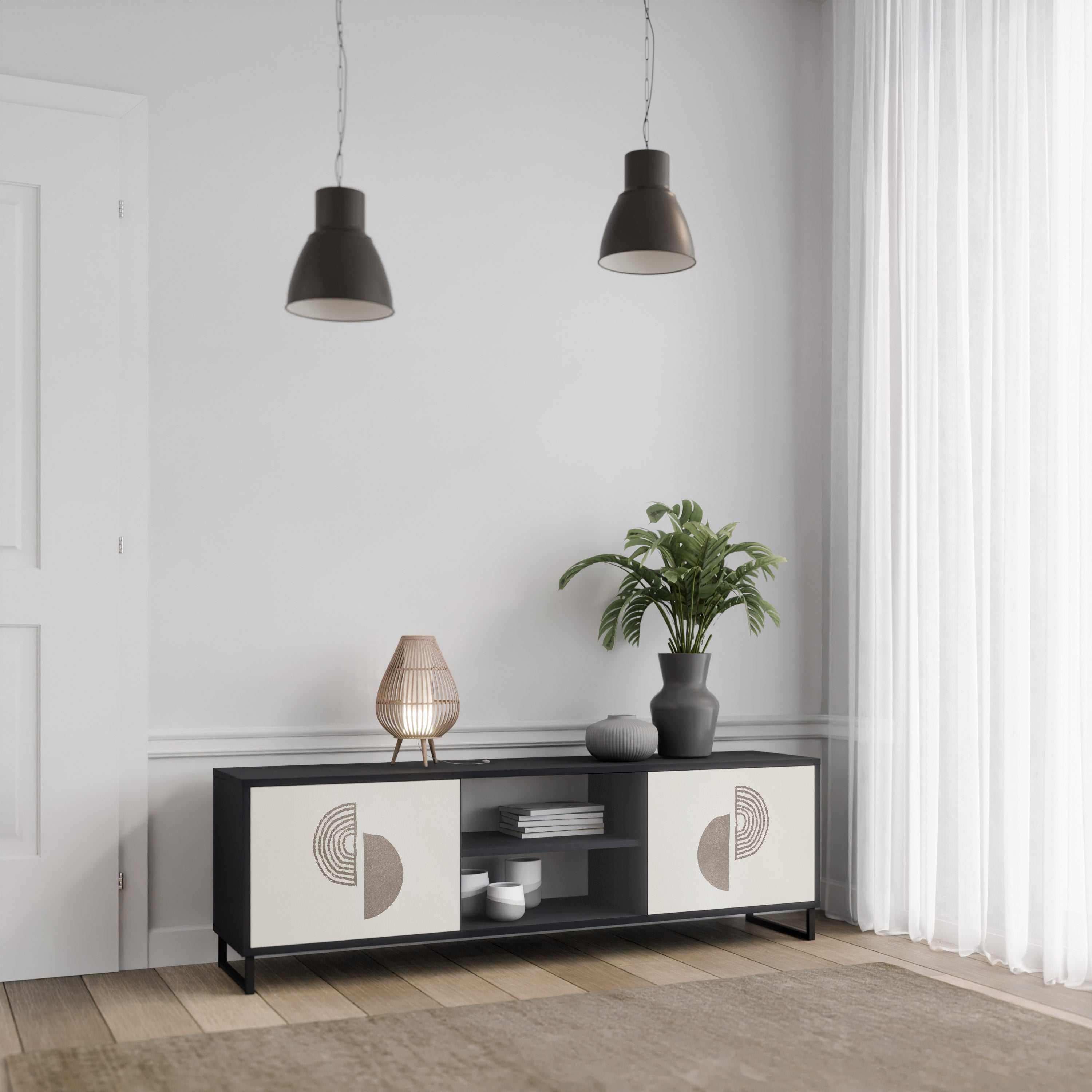 HARMONY ESSENCE 2-dörrars TV-bänk i svart finish