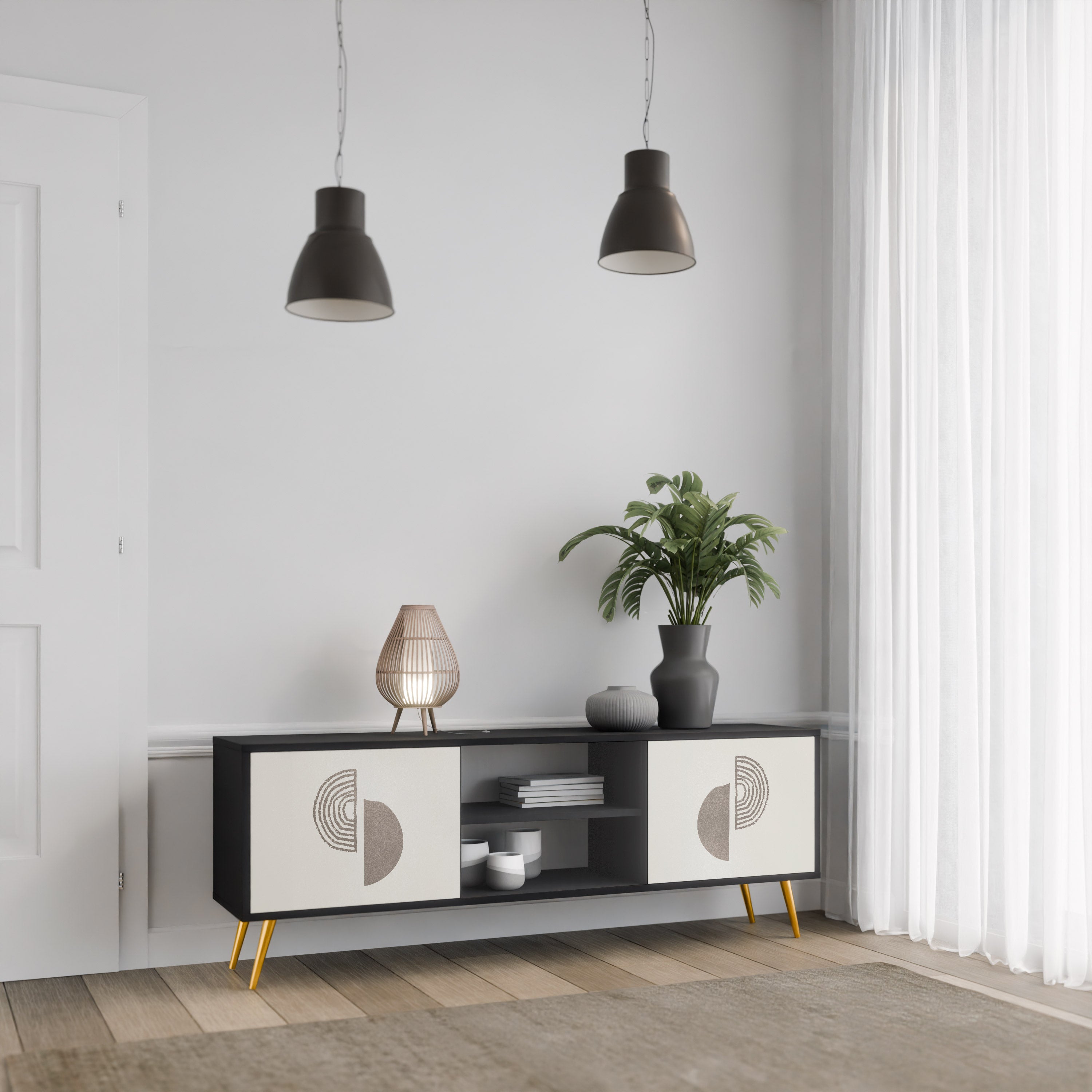 HARMONY ESSENCE 2-dörrars TV-bänk i svart finish
