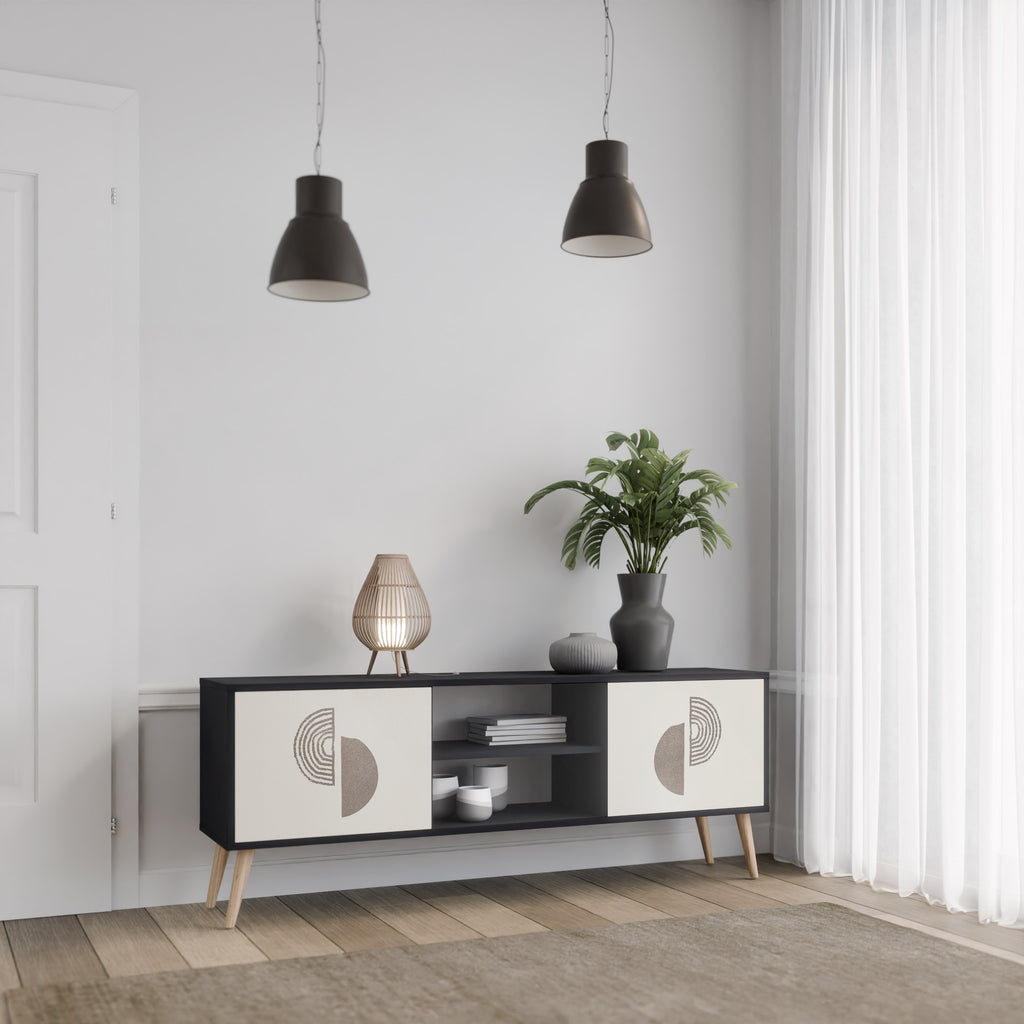 HARMONY ESSENCE 2-dörrars TV-bänk i svart finish