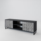WAVES OF CONCRETE 2-Door TV Stand in Black Finish