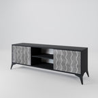 WAVES OF CONCRETE 2-Door TV Stand in Black Finish