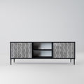 WAVES OF CONCRETE 2-Door TV Stand in Black Finish