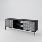 WAVES OF CONCRETE 2-Door TV Stand in Black Finish