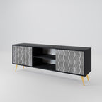 WAVES OF CONCRETE 2-Door TV Stand in Black Finish