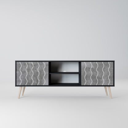 WAVES OF CONCRETE 2-dörrars TV-bänk i svart finish
