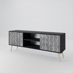 WAVES OF CONCRETE 2-Door TV Stand in Black Finish
