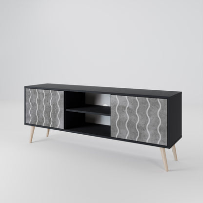 WAVES OF CONCRETE 2-dörrars TV-bänk i svart finish