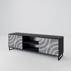 CIRCLE CONCRETE 2-Door TV Stand in Black Finish