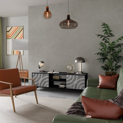 CIRCLE CONCRETE 2-dörrars TV-bänk i svart finish