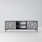 CIRCLE CONCRETE 2-Door TV Stand in Black Finish
