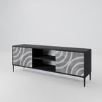 CIRCLE CONCRETE 2-Door TV Stand in Black Finish
