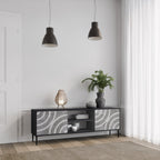 CIRCLE CONCRETE 2-Door TV Stand in Black Finish