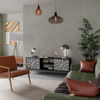 CIRCLE CONCRETE 2-Door TV Stand in Black Finish