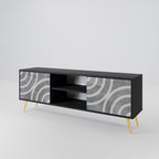 CIRCLE CONCRETE 2-Door TV Stand in Black Finish