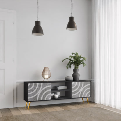 CIRCLE CONCRETE 2-dörrars TV-bänk i svart finish