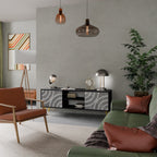 CIRCLE CONCRETE 2-Door TV Stand in Black Finish