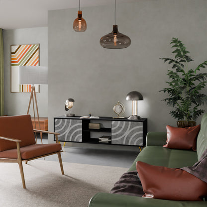 CIRCLE CONCRETE 2-dörrars TV-bänk i svart finish